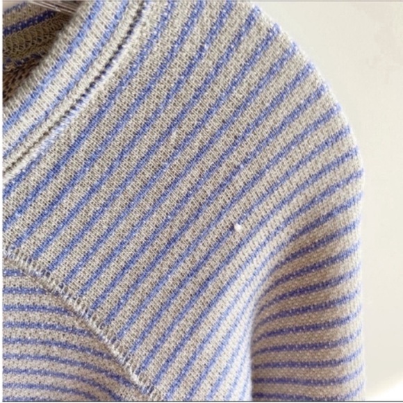 Soft Joie Emma sweater blue gray striped French terry - Picture 9 of 9